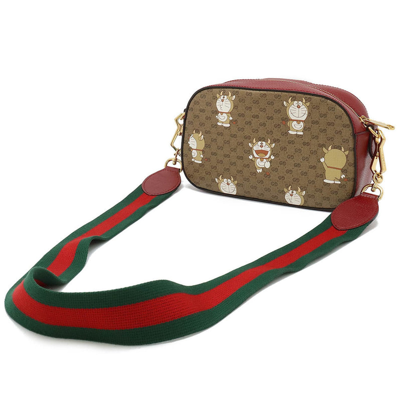 GUCCI GG Supreme Doraemon collaboration shoulder bag, pochette, clutch, Ushidora, PVC, leather, brown, bordeaux, 574886