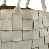 BOTTEGA VENETA Bottega Veneta Maxi Intrecciato Cabas Tote Bag Leather White