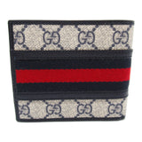 GUCCI Bi-fold Wallet Coated Canvas Men's Women's Navy Beige 59760996IWN4076