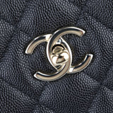 CHANEL Chanel Chain Tote Bag - Caviar Skin Black Shoulder Turn Lock Coco Mark Matelasse Quilting