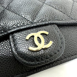 CHANEL AP2570 Coco Mark Matelasse Classic Zip Business Card Holder/Card Case Wallet/Coin Caviar Skin Women's Black