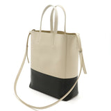 CELINE Vertical Cabas Small Tote Bag Shoulder Leather Bicolor Ivory Black 176163