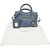 Balenciaga Giant Mini City 309544 Women's Leather Handbag,Shoulder Bag Blue