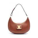 CELINE AVA Triomphe Shoulder Bag Leather Women's Brown 114493DGQ.04LU