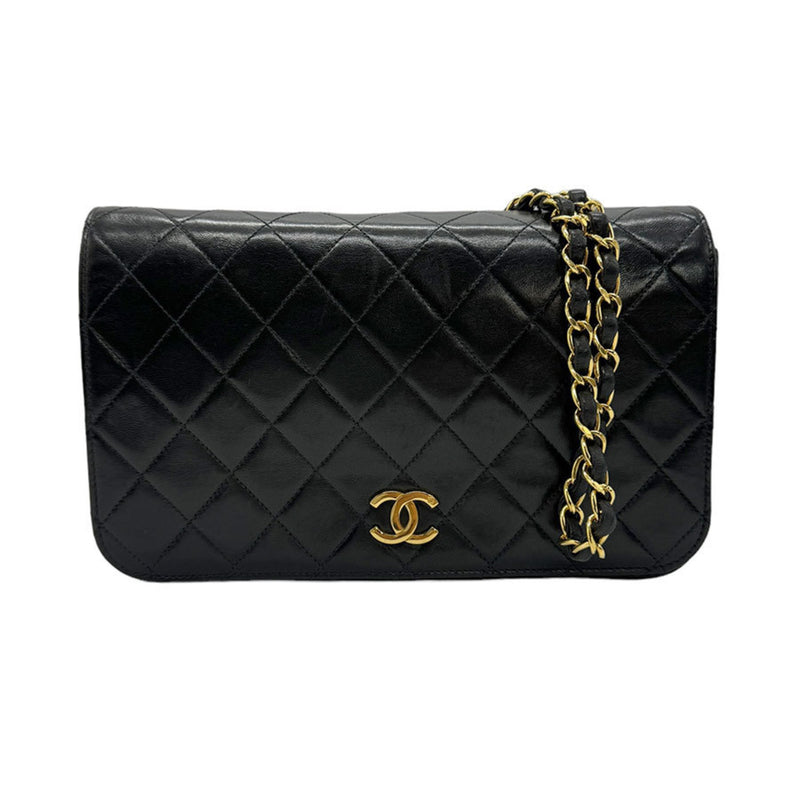 CHANEL Shoulder Bag Matelasse Leather/Metal Black/Gold Women's z0746