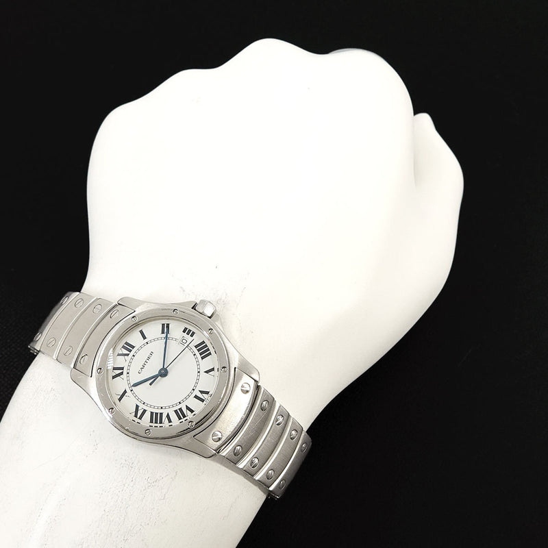 Cartier Santos Rond MM Boys' Watch Date White Quartz