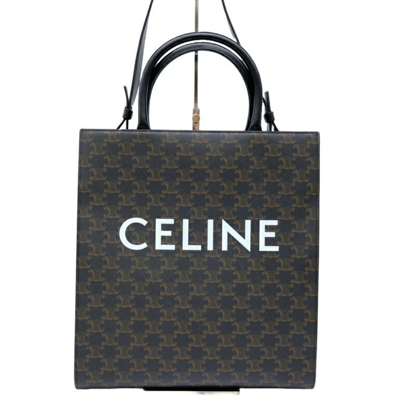 CELINE Vertical Cabas Medium Triomphe Shoulder Handbag Black 194432