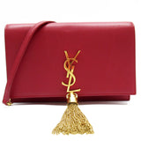 Saint Laurent SAINT LAURENT Shoulder Bag Chain Wallet Leather Metal Red Gold Women's w0417