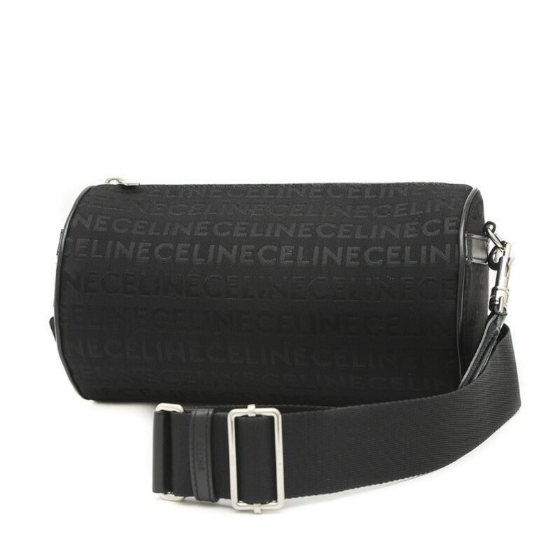 Celine Cylinder Shoulder Bag Canvas Black 110052EKF