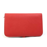 Hermes Dogon GM Bifold Long Wallet Rouge tomato RedBased SilverHardware