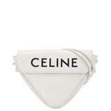 CELINE Printed Triangle Shoulder Bag 195903DCS White Leather Women's