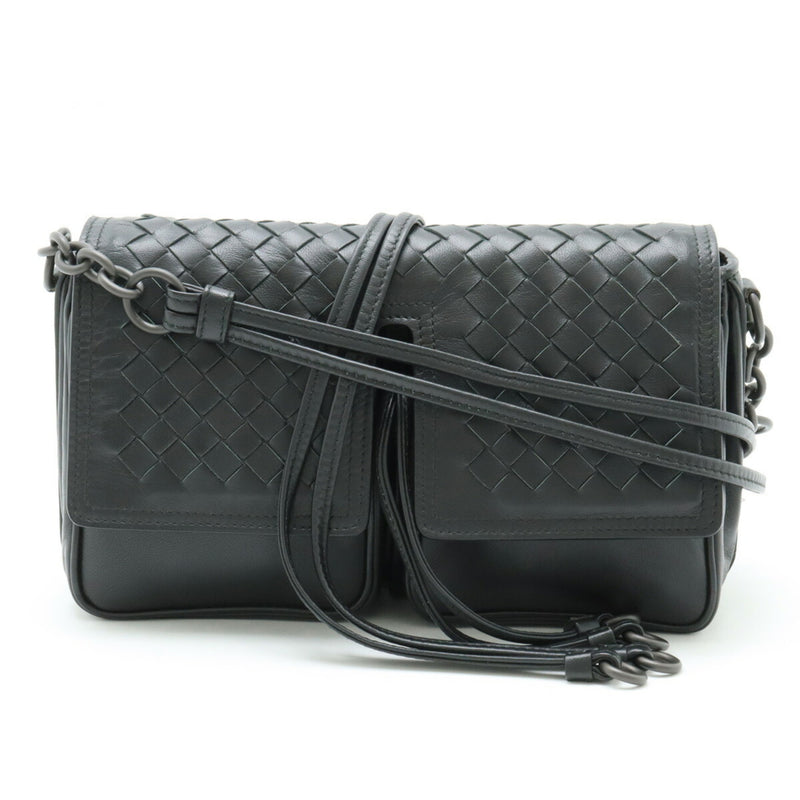 BOTTEGA VENETA Bottega Veneta Intrecciato Shoulder Bag Pochette Leather Black