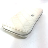 Chanel A50097 Matelasse CC Mark Quilted Wallet Long Wallet White SilverHardware