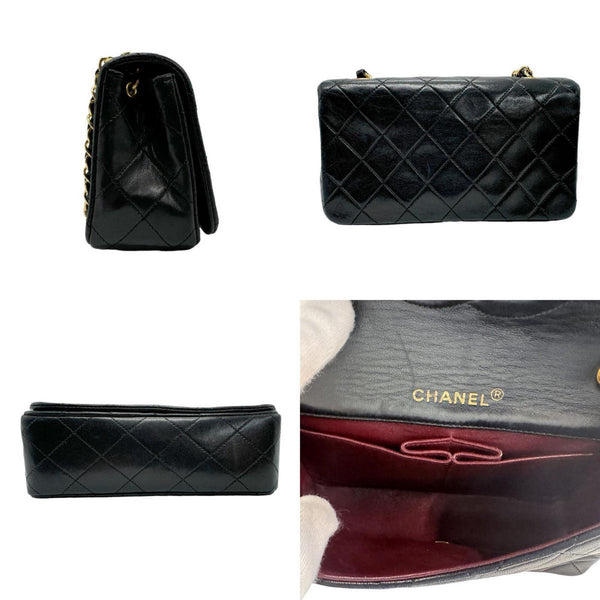 CHANEL Shoulder Bag Matelasse Leather Metal Black Gold Women's z1587