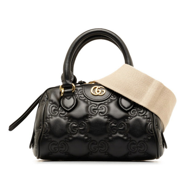 Gucci GG Matelasse Quilted Medium Handbag Shoulder Bag 702251 Black Leather Women's GUCCI