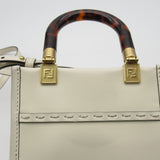 FENDI Sunshine Shopper Mini Shoulder Bag White Calfskin (cowhide) 8BS051