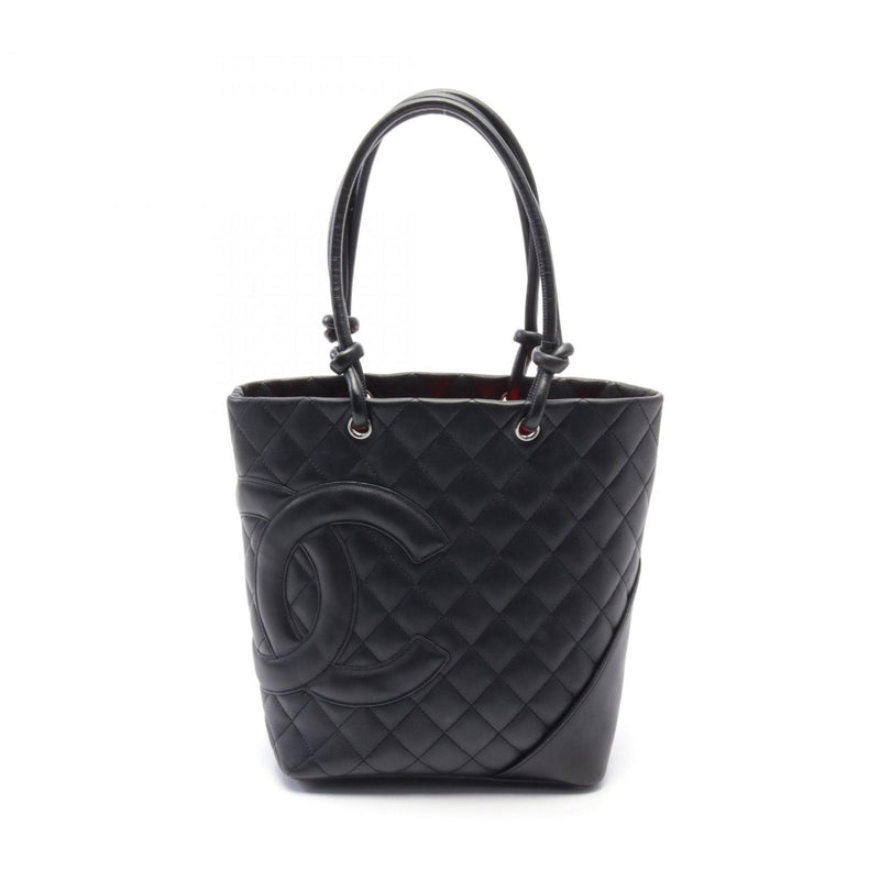 CHANEL Cambon Line Medium Tote Bag Leather Women's Black A25167