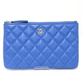 CHANEL Classic Small Zip Pouch Caviar Skin Matelasse AP4101 Light Blue