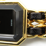 CHANEL Premiere L Wrist Watch H0001 Quartz Black Gold Plated Leather belt H0001