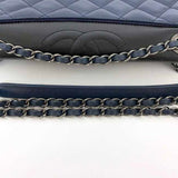 CHANEL Chain Shoulder Bag Navy Black Silver Matelasse Single Flap Leather Lambskin 2 Coco Mark Blue Ladies