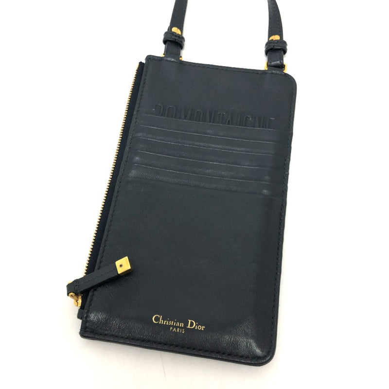 CHRISTIAN DIOR Phone Case Wallet Crossbody Shoulder Bag Shoulder Bag Navy GoldHardware