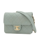 Chanel Matelasse Chain Shoulder Bag Caviar Blue Green AS3002