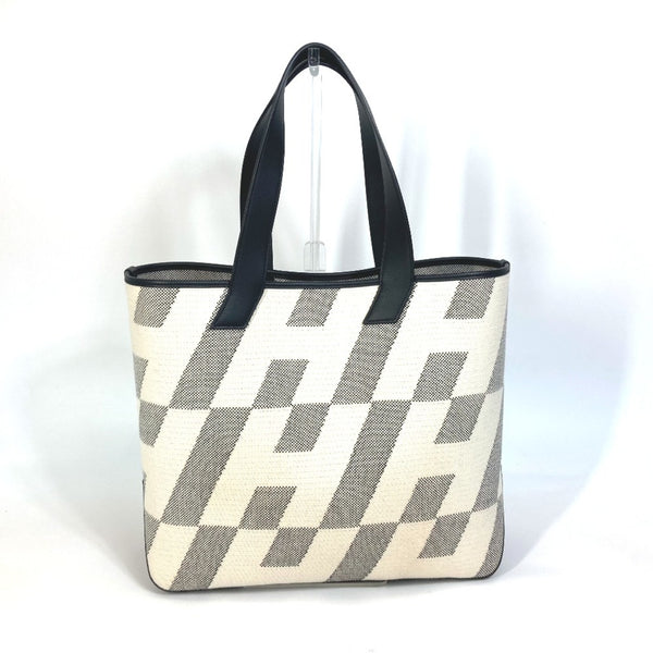 Hermes Cabas Bias H 40 Bag Hand Bag Tote Bag Black/White/Gray