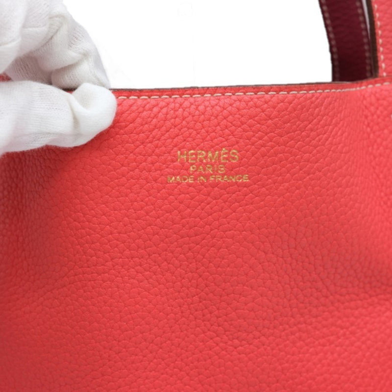 HERMES Hermes Double Sens 45 Tote Bag Taurillon Clemence Leather Bougainvillea Tosca Red Pink