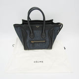 Celine Luggage Micro Shopper 167793 Women's Leather,Denim Handbag Black,Navy