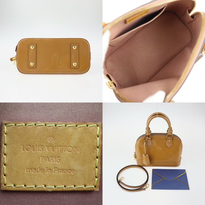 LOUIS VUITTON Alma BB Handbag M91585 Monogram Vernis Rose Vereur Beige Gold Hardware 2WAY Shoulder Bag Vuitton