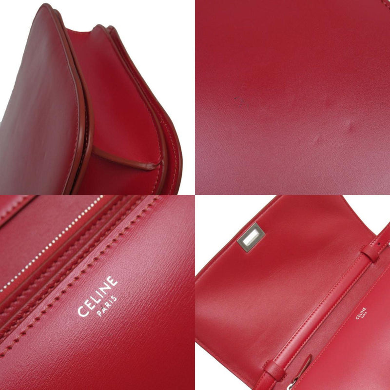 CELINE shoulder bag classic box leather red women's w0588a