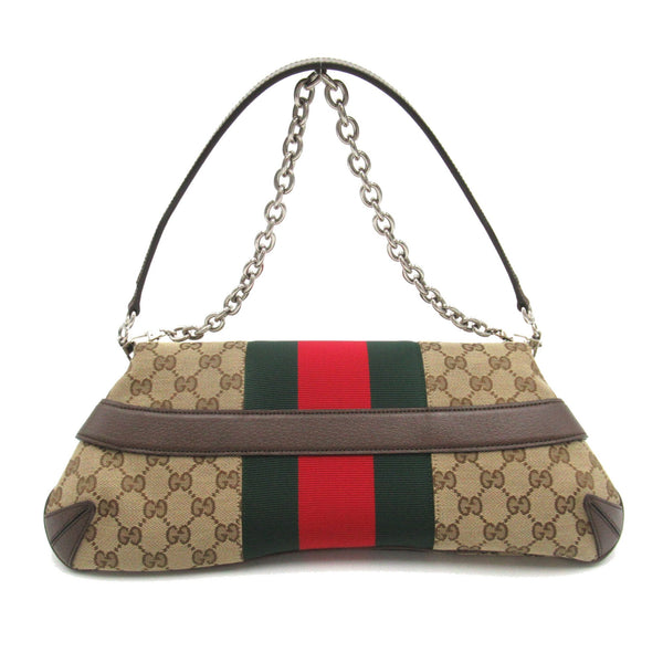 GUCCI [Gucci Horsebit Chain] Medium Shoulder Bag Beige canvas 764255