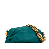 Bottega Veneta The Chain Pouch Bag Mallard Blue Green Leather Women's BOTTEGAVENETA