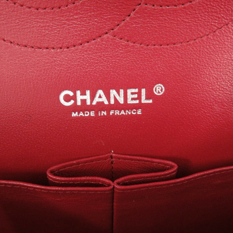 Chanel Matelasse 30 Double Flap Caviar Skin Red Silver Chain Shoulder Bag 24th Series Coco Mark Lid 0004 CHANEL