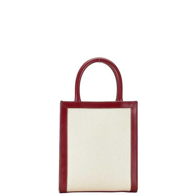 Celine Vertigal Small Handbag Shoulder Bag White Red Canvas Leather Women's CELINE