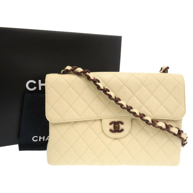 Chanel Plastic Chain Caviar Skin Beige No.6 Coco Mark Shoulder Bag 1927 CHANEL