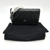 CHANEL AP0250 Matelasse Coco Mark Classic Chain Wallet Shoulder Bag Caviar Skin Women's Black