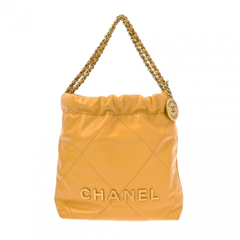 CHANEL Chanel 22 Chain Shoulder Yellow AS3980 Women's Shiny Calfskin Bag