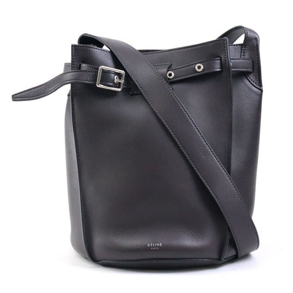 Celine CELINE shoulder bag big bucket leather charcoal gray ladies