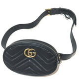 Gucci 476434 GG Marmont bag belt bag Waist Pouch Black Gold