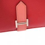 HERMES Bearn Card Case Rouge Kazak/Flamingo Palladium Hardware R Stamp (around 2014) Unisex Epsom Leather