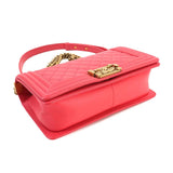 CHANEL Boy Chanel Chain Shoulder Bag Caviar Skin Pink A67086 Gold Metal Fittings