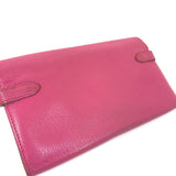 Hermes Three fold Long Wallet Pink Based SilverHardware