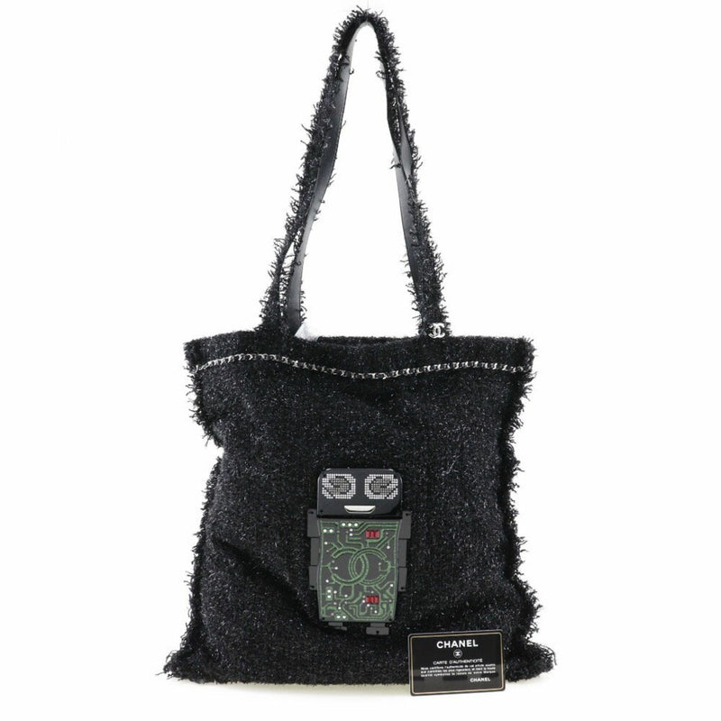 CHANEL Chanel Robot Tote Bag Cocomark A94646 Tweed Black/Silver Hardware Unisex