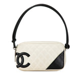 Chanel Coco Mark Cambon Line Quilted Bag Handbag White Black Lambskin Women's CHANEL