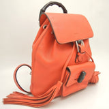 GUCCI 387149 Backpack Leather x Bamboo Orange 251789