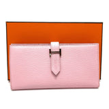 Hermes HHardware Machi has Long Wallet Rose cherry pink SilverHardware