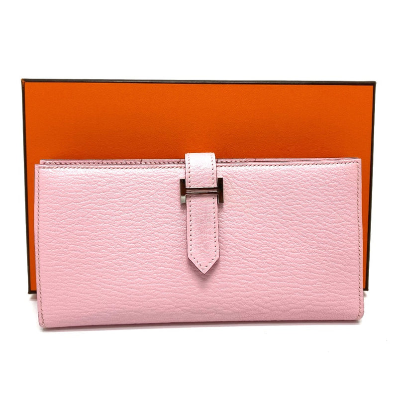 Hermes HHardware Machi has Long Wallet Rose cherry pink SilverHardware