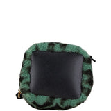 FENDI ZUCCA MON TRESOR BUCKET BAG SHOULDER 8BS010 GREEN BLACK FUR LEATHER WOMEN'S