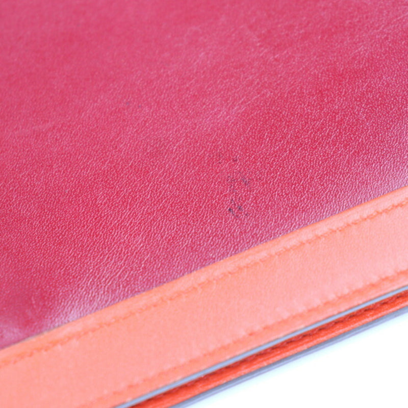 HERMES Hermes Camaille Long Wallet Box Calf Bordeaux Orange Bicolor C Engraved